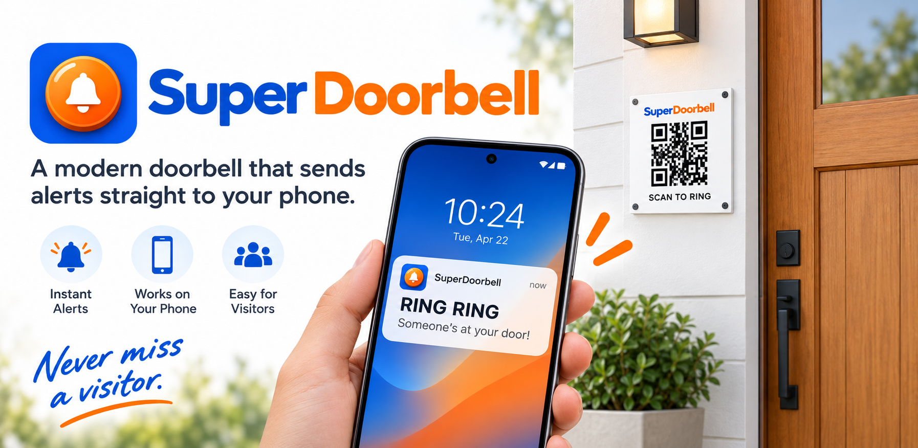 SuperDoorbell — a modern QR doorbell that sends visitor alerts to your phone